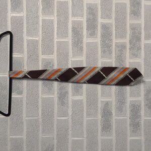 Cognizanti Men's Brown, Blue and Orange Patterned Tie